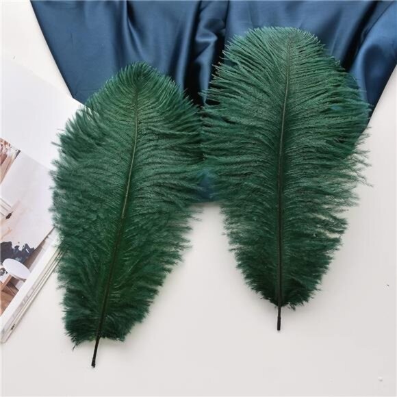 Ballinger Blackish Green Ostrich Feathers Bulk- 24pcs 10-12inch for Wedding - Picture 4 of 7